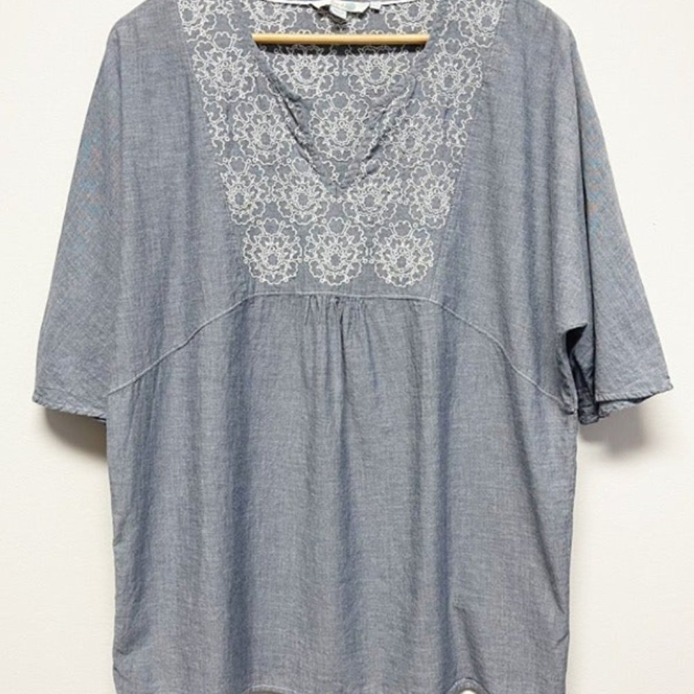 Floral Embroidered 100% Cotton Top Size 12